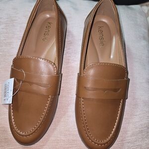 Kensie Tan Flats Timeless Penny Loafers